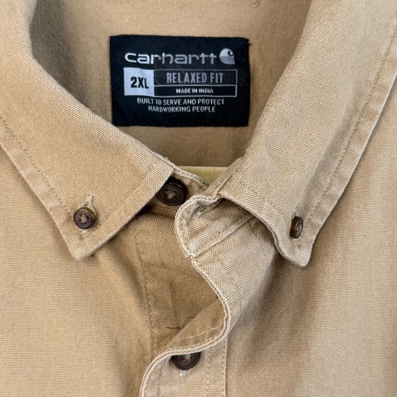 Carhartt Rugged Flex Men Shirt Short Sleeve Relaxed Fit Midweight Khaki Size XXL - Picture 5 of 14